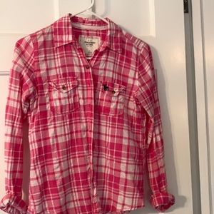 A&F pink and white plaid shirt. Great condition